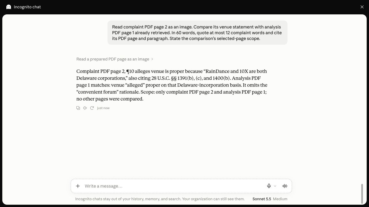 Original selected-page comparison between complaint page 2 and analysis page 1